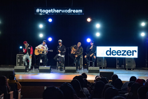 Live acoustic performance by Latin boyband CNCO at a high school in Houston in support of dreamers.