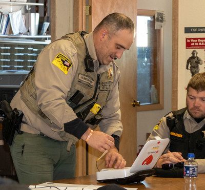Potter County Sheriff Curt Hamburger receives training on the LIFEPACK ® CR2 at the Mobridge Fire Hall on November 7. Potter County received three LIFEPACK ® CR2 defibrillators through a grant from the Helmsley Charitable Trust. Potter County Sheriff Curt Hamburger receives training on the LIFEPACK ® CR2 at the Mobridge Fire Hall on November 7. Potter County received three LIFEPACK ® CR2 defibrillators through a grant from the Helmsley Charitable Trust.