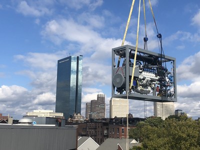 Co-Energy America installing a 250kW combined heat and power system, located on the roof of a school in Boston, MA.