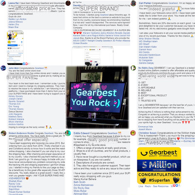Gearbest Superfan activity: Fans expressed their positive experiences with Gearbest about product selection, logistics, customer service, etc. 