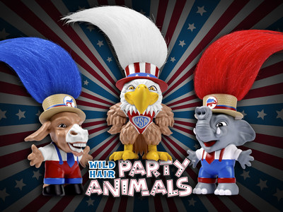 The perfect Stocking Stuffer surprise is now available on Amazon, and making a holiday debut on the big screen at 1500 Broadway in the heart of Times Square.  Make America Debate Again (nicely) with the Wild Hair Party Animals!