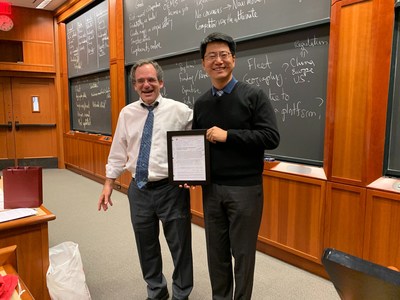 Shane Greenstein, Martin Marshall Professor of Business Administration at the Harvard Business School, with James Wu, CEO and Co-Founder of DeepMap, Nov. 21, 2019