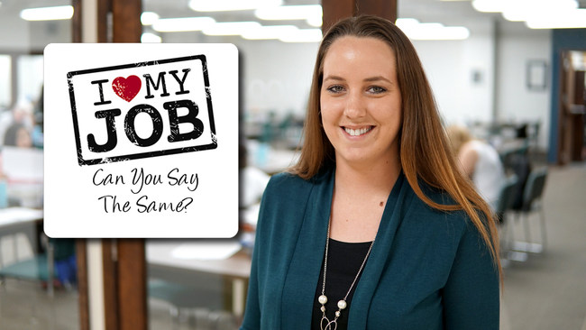 Carly loving her job!