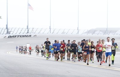 The Daytona Beach Half Marathon starts on the famed tri-oval track of Daytona International Speedway, goes to the beach and back, and is one of six top running races held in Daytona Beach, Florida during the winter season.