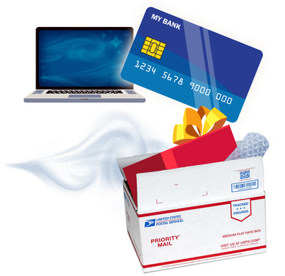 Cyber Monday shopping with laptop, credit card, and gift.