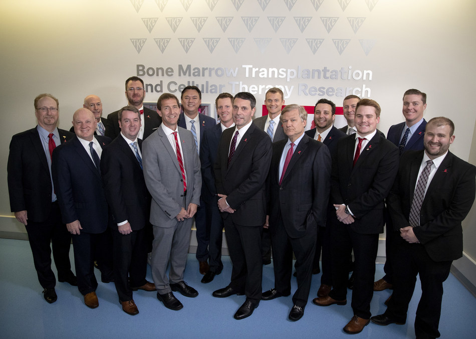 Leaders from TKE and ALSAC/St. Jude Children's Research Hospital celebrate the naming of the Bone Marrow Transplantation Research Labs & Cellular Therapy Research floor.