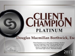 Attorney Douglas Borthwick Recognized with Martindale-Hubbell "Platinum" Client Champion Award
