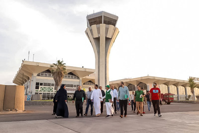 Representatives of the Saudi Development and Reconstruction Program for Yemen (SDRPY) with Yemeni officials at Aden International Airport
