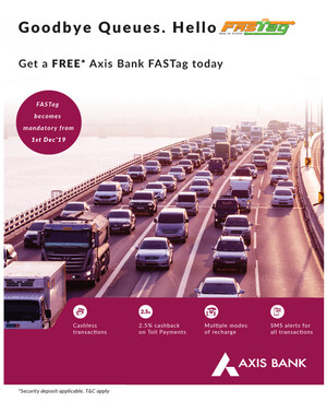 Axis Bank Offers Free Door-step Delivery of FASTags and Anytime-anywhere Recharge
