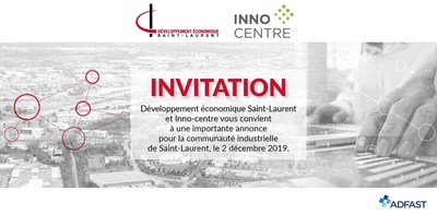 Annonce DESTL INNO Centre 2 dcembre 2019 (Groupe CNW/Ville de Montral - Arrondissement de Saint-Laurent)