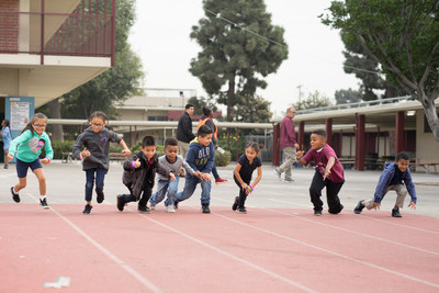 Students at 112th Elementary School in Los Angeles get ready to run with support from Action for Healthy Kids.