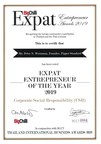 Equator Pure Nature CEO Peter Wainman Named "Expat Entrepreneur of the Year for Corporate Social Responsibility" in Thailand in 2019