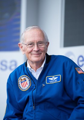June 18, 2019 - NASA Apollo astronaut Charlie Duke on the European Space Agency stand at the 53rd International Le Bourget Air & Space Show in Paris, France. June 18, 2019 - NASA Apollo astronaut Charlie Duke on the European Space Agency stand at the 53rd International Le Bourget Air & Space Show in Paris, France.