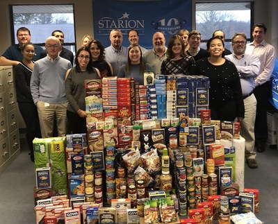 In November, Starion Energy completed a food drive for the Middlebury, Connecticut Community Food Bank.  Employees at the company's headquarters held their annual food drive and donated hundreds of items including stuffing, cranberries, potatoes, gravy, soups, pasta, rice, fruits, vegetables, and much more. Starion Energy is thankful to have been able to support several charities over the past year and will continue to seek ways to make a difference this holiday season.