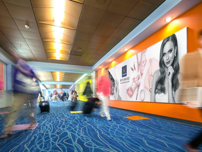 Clear Channel Airports' new media program at Queen Beatrix International Airport will include upgraded digital, experiential and high-impact illuminated tension fabric displays like the one pictured here.