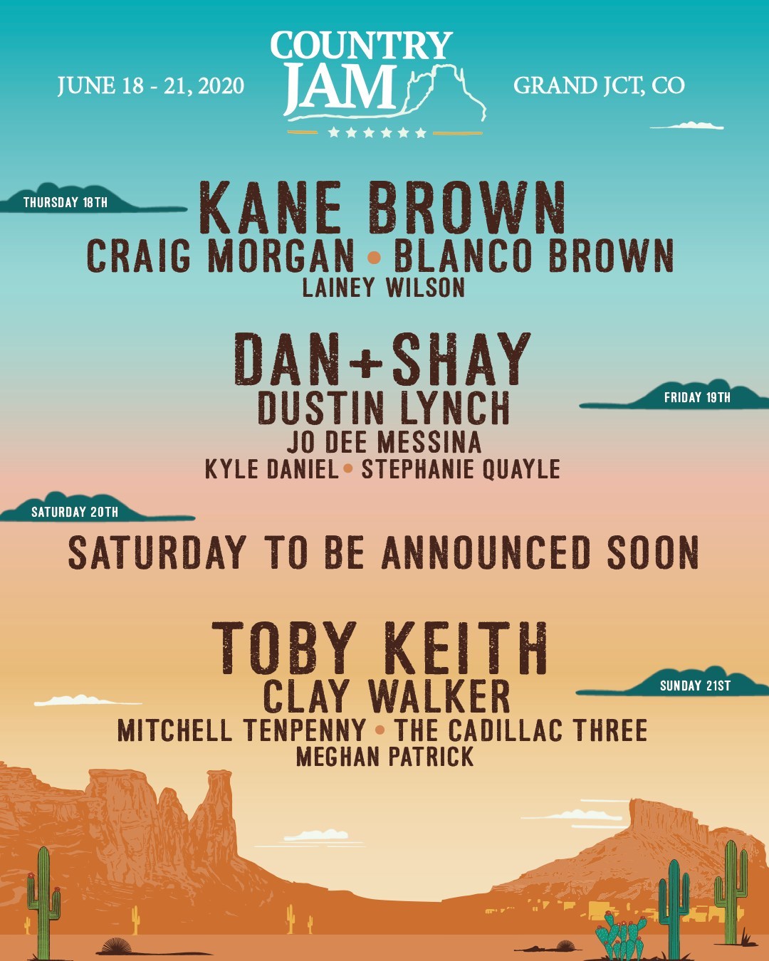 Country Jam 2020, June 1821, Mack, CO Lineup, Tickets, Dates