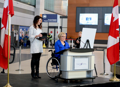 From the left: Samantha Proulx (Accessible Built Environment Specialist, ABE Factors Inc.) and Julie Sawchuk (Accessibility Strategist and Educator) (CNW Group/Ottawa International Airport Authority)