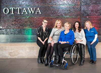 From the left: Sarah McCarthy (Rick Hansen Foundation), Krista Kealey (Ottawa International Airport Authority), Julie Sawchuk (Accessibility Strategist and Educator), Samantha Proulx (Accessible Built Environment Specialist, ABE Factors Inc.), and Mardelle Woods (Rick Hansen Foundation Ambassador) (CNW Group/Ottawa International Airport Authority)