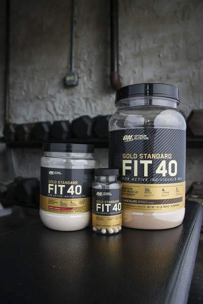 OPTIMUM NUTRITION introduces GOLD STANDARD FIT 40™, its first supplement line formulated for active adults ages 40 and over. At launch, the GOLD STANDARD FIT 40 family includes GOLD STANDARD FIT 40 MUSCLE RECOVERY PROTEIN, GOLD STANDARD FIT 40 TRAINING AND PERFORMANCE BOOSTER and GOLD STANDARD FIT 40 ACTIVE JOINT HEALTH.