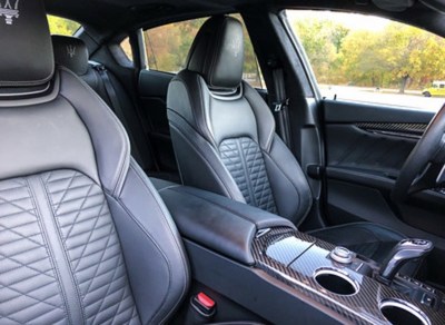 Interior of the Maserati Quattroporte GTS. photo credit Alex Giron