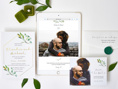 Design-focused brands’ partnership allows couples to order print invitations to match their wedding website, and ship invitations internationally