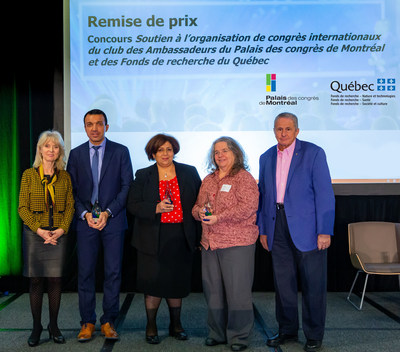From left to right: Louise Poissant, Thierry Karsenti, Naglaa Shoukry, Louise Potvin, Prof. Hany Moustapha (CNW Group/Palais des congrs de Montral)