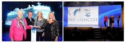 Poppy Northcutt, Captain Heikki Laakkonen, Captain Kay Hire and Princess Cruises President Jan Swartz celebrate the christening of Sky Princess during the naming ceremony in Fort Lauderdale, Florida