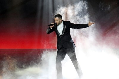 Brian Justin Crum, top competitor on America's Got Talent, performs during the Sky Princess Naming Ceremony in Fort Lauderdale, Fla. Brian Justin Crum, top competitor on America's Got Talent, performs during the Sky Princess Naming Ceremony in Fort Lauderdale, Fla.