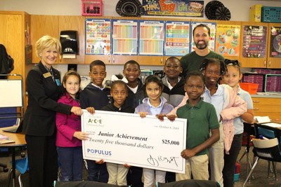 ACE Cash Express presents donation to Junior Achievement at JA in a Day