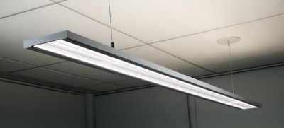Amerlux’s new AERUS lighting solution—which delivers a unique style and look compared to other indirect/direct pendants in the marketplace—maximizes technological advances in electronics and optics to create better work environments that promote productivity and employee health.