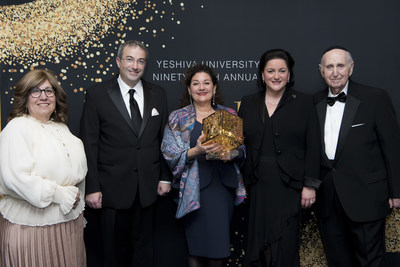 (left-right): Dr. Rona Novick, Dean of the Azrieli Graduate School of Jewish Education and Administration; Dr. Ari Berman, President of Yeshiva University; Dr. Sharon Azrieli; Dr. Naomi Azrieli, Chair and CEO of the Azrieli Foundation; Dr. Herbert Dobrinsky, Vice President for University Affairs