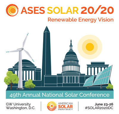 SOLAR 20/20 is American Solar Energy Society's 49th Annual National Solar Conference, held at GW University June 23-26, in conjunction with the U.S. DOE Solar Decathlon. Join the solar community for a week of sharing bold ideas and solutions. Informative sessions, innovative research, and lobbying on Capitol Hill for 100% Renewable Energy.