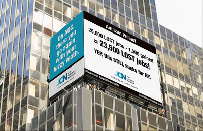 Job Creators Network billboard- "AOC's Math is Fuzzy"