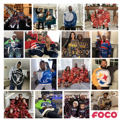 Athletes and their families in FOCO Hoodeez and Matching Family Pajamas.