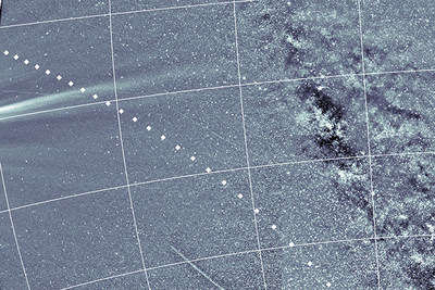 An image from the Wide-Field Imager for Solar Probe (WISPR), a U.S. Naval Research Laboratory-built camera, displays the dust trail of asteroid 3200 Phaethon near the Sun on Nov. 5, 2018. The trail is visible for the first time in the region where the white dots are omitted. 3200 Phaethon’s orbit intersects Earth’s orbit every year, and results in the Geminid Meteor shower. (U.S. Navy photo by Brendan Gallagher and Guillermo Stenborg) An image from the Wide-Field Imager for Solar Probe (WISPR), a U.S. Naval Research Laboratory-built camera, displays the dust trail of asteroid 3200 Phaethon near the Sun on Nov. 5, 2018. The trail is visible for the first time in the region where the white dots are omitted. 3200 Phaethon’s orbit intersects Earth’s orbit every year, and results in the Geminid Meteor shower. (U.S. Navy photo by Brendan Gallagher and Guillermo Stenborg)