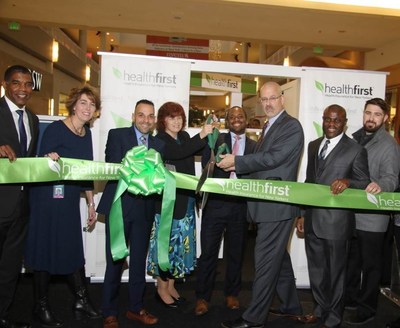 Ribbon cutting to officially open the Healthfirst retail location at the Galleria at Crystal Run in Middletown.  Pictured L-R ? Roland Foster, Healthfirst; Liz Redner, Healthfirst; Ricky Pafundi, Healthfirst; Darcy L. Shepard, CEO, Middletown Medical; Errol Pierre, Healthfirst; Bill Scesney, AVP Montefiore Health System; Lazare Pouani, Healthfirst; Kyle Russo, Practice Manager, Cross Valley Health