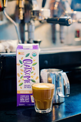 Oatsome is a sweet, creamy, slightly oat-flavored dairy milk substitute that is completely vegan and plant-based.