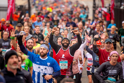 More than 26,000 participants take part in the annual St. Jude Memphis Marathon in Memphis, Tenn. on Saturday, December 7, 2019. The goal for this year's event, the organization's largest single-day fundraiser, is to raise $12 million for St. Jude Children's Research Hospital. The event draws more than 40,000 spectators to watch the racers, who hail from all 50 states and 17 foreign countries. More than 26,000 participants take part in the annual St. Jude Memphis Marathon in Memphis, Tenn. on Saturday, December 7, 2019. The goal for this year's event, the organization's largest single-day fundraiser, is to raise $12 million for St. Jude Children's Research Hospital. The event draws more than 40,000 spectators to watch the racers, who hail from all 50 states and 17 foreign countries.