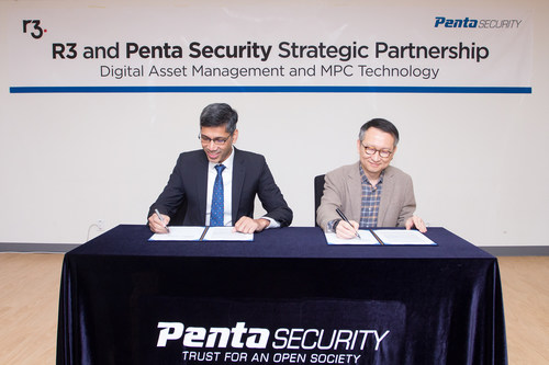 Amit Ghosh, COO of R3 APAC (left) and Dr. Sim, CTO of Penta Security (right)