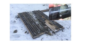 Figure 5: Historical drill core from drill hole DL-2006-01 which yielded historically un-assayed visible gold in the Auro zone. (CNW Group/Great Bear Resources Ltd.)