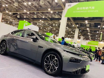 The Xpeng P7 intelligent sedan on show at GTC China 2019