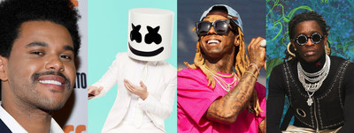 From left to right, The Weeknd, Marshmello, Lil Wayne, and Young Thug are among top artists tapped by TRILLER to become investors and strategic partners. (PRNewsfoto/TRILLER)