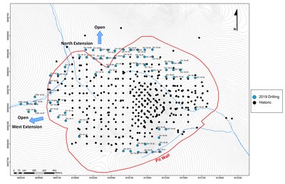 Figure 1: Drill-hole map showing 2019 drilling. (CNW Group/Western Copper and Gold Corporation)