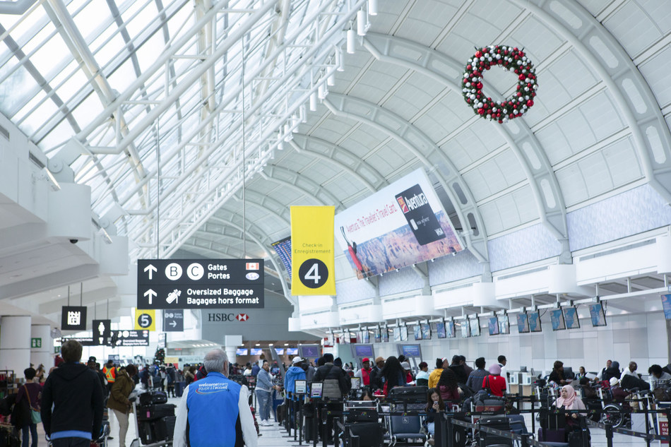 138,000 passengers will travel through Pearson on December 20, 2019. (CNW Group/Greater Toronto Airports Authority)