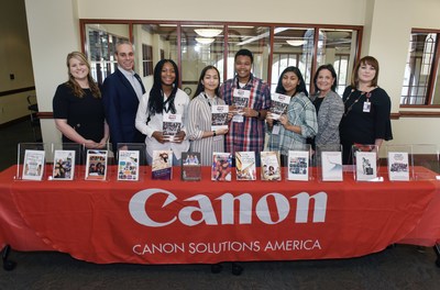 Representatives from Canon Solutions America, the city of Boca Raton, Florida, and The School District of Palm Beach County celebrate with members of the Future Authors Project.