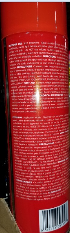 Sure Killer Instant Pressurized Residual Insecticide Spray (Endos) (Groupe CNW/Santé Canada)