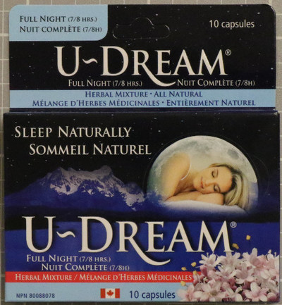 U-Dream Full Night, 10 capsules (NPN80088078) (Groupe CNW/Santé Canada)