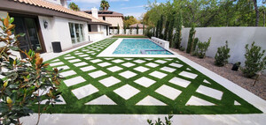 Turf Ribbons Elevate Beautiful Las Vegas Backyard