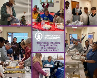Purple Heart Foundation employees volunteer to spread holiday cheer to homeless veterans at the Department of Veteran Affairs Community Resource and Referral Center in Washington, D.C.