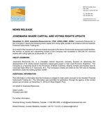 Josemaria Share Capital and Voting Rights Update (CNW Group/Josemaria Resources Inc.)